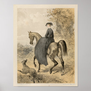 Poster Art équestre féminin victorien vintage Imprimer 18