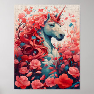 Poster Art Fantastique de Paysage de Rêve de Licorne Rose