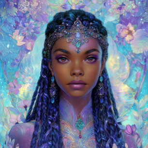 Poster Art Fantastique Fille Noire Reine Noire Déesse