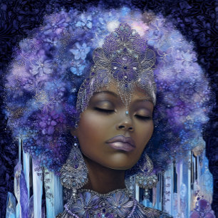 Poster Art Fantastique Fille Noire Reine Noire Déesse
