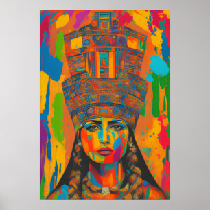Poster Art féminin aztèque