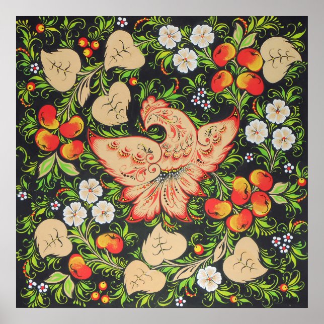 Poster Art Fhoenix firebird dans l'art populaire russe kh (Devant)