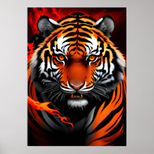 Poster Art Firery Tiger