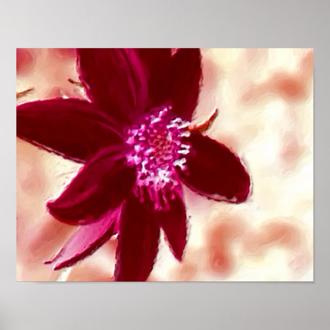 Poster Art Fleur de peinture de la marguerite rouge (Devant)