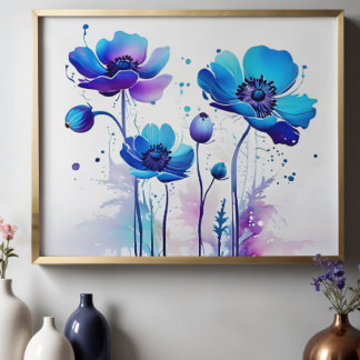Poster Art floral abstrait moderne, peinture contemporain
