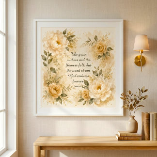 Poster Art floral aquarelle verset de la Bible chrétienne