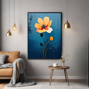 Poster Art floral audacieux avec fleur Abstraite