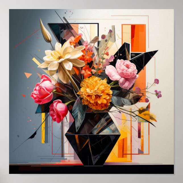 Poster Art floral géométrique (Devant)