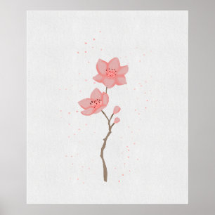 Poster Art floral minimaliste rose Sakura fleur de cerisi