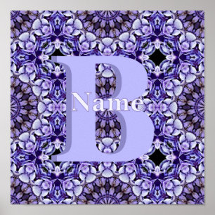 Poster Art floral personnalisé avec initiale de monogramm