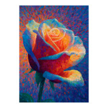 Art floral pointillisme Rose lumineuse