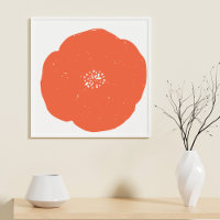 Art Floral Poppy Retro en Orange Vintage et Blanc