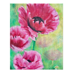 Poster Art Floral rose coloré