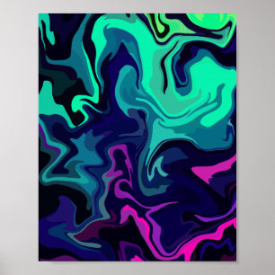 Poster Art fluide abstrait aux couleurs vives