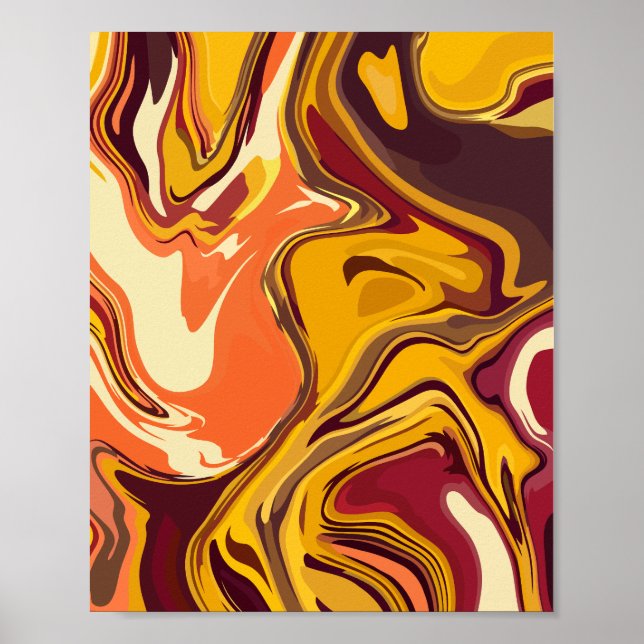 Poster Art fluide couleur chaude Abstraite (Devant)