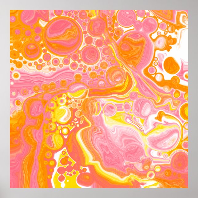 Poster Art fluide rose et orange (Devant)