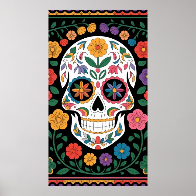 Poster Art folklorique mexicain Design Floral & Motif géo (Devant)
