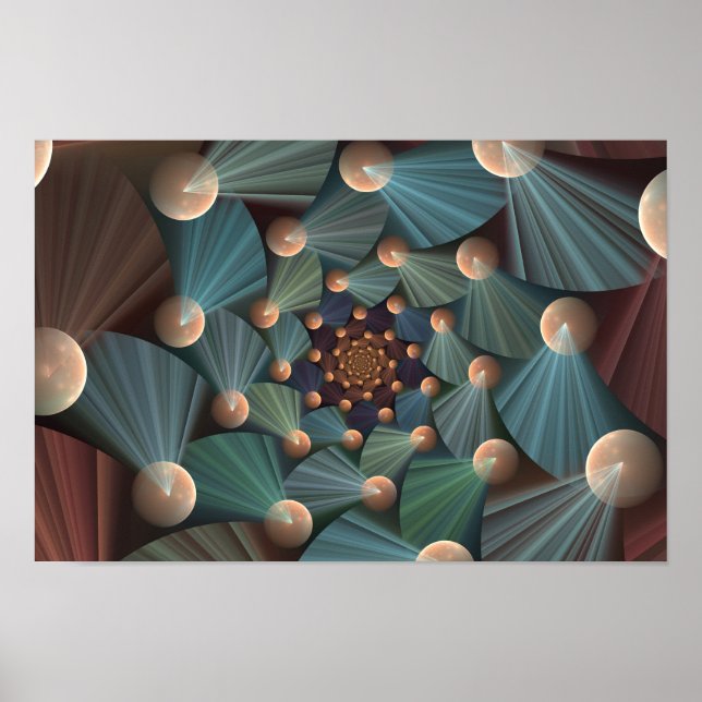 Poster Art Fractal Abstrait Avec Profondeur Bleu Brown Ar (Devant)