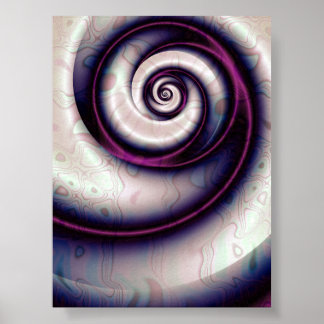 Poster Art fractal abstrait spirale violet iridescent