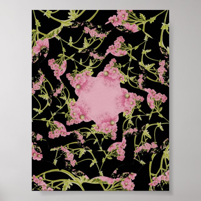 Poster Art fractal d'Achille rose et noir (Devant)