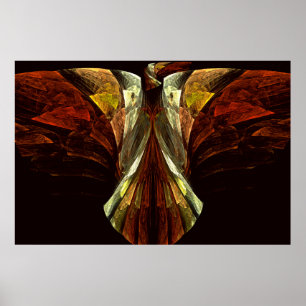 Poster Art fractal de l'oiseau aigle céleste doré