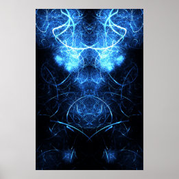 Poster Art fractal d'énergie de la nébuleuse bleue