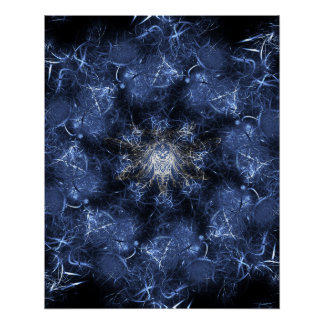 Poster Art fractal plasma bleu électrique