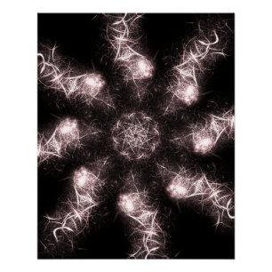 Poster Art fractal plasma éclair blanc