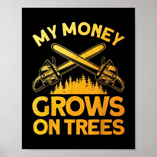 Poster Art Funny Lumberjack Pour Hommes Arbre Coupe Scie  (Devant)