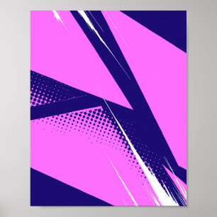 Poster Art géométrique Abstrait avec Arrière - plan bleu 