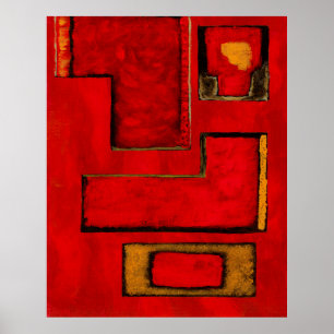 Poster Art géométrique Abstrait détaché Peinture noire ro