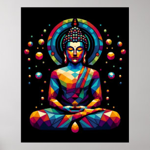 Poster Art géométrique abstrait moderne Gautama Bouddha