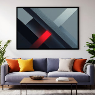 Poster Art géométrique abstrait rouge lumineux en béton