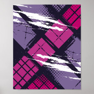 Poster Art géométrique avec tons magenta et violet