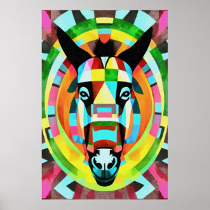 Poster Art géométrique Donkey coloré Abstrait