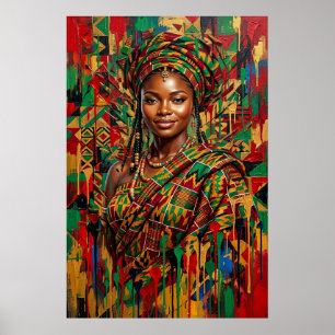 Poster Art géométrique impasto de la Reine Kente panafric
