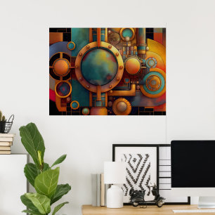 Poster Art géométrique industriel steampunk