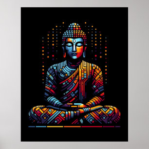 Poster Art Géométrique Moderne Abstrait Gautama Bouddha