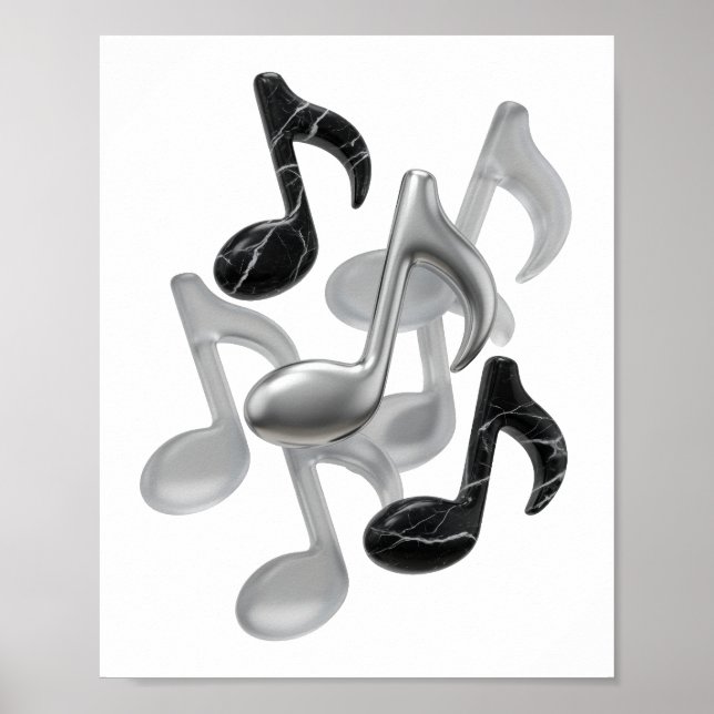 Poster Art graphique abstrait argent dynamique (Devant)