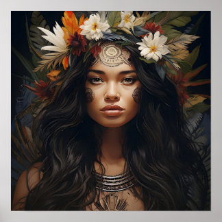 Poster Art Guerrière Fleur Sauvage