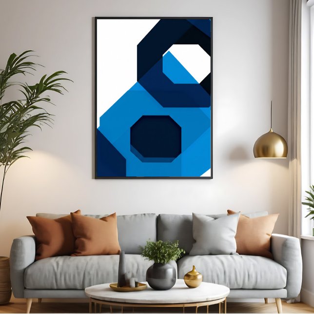 Poster Art Hexagone Bleu (Créateur téléchargé)