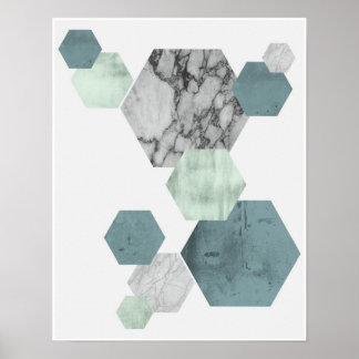 Poster Art hexagone des teintes côtières scandinaves géom