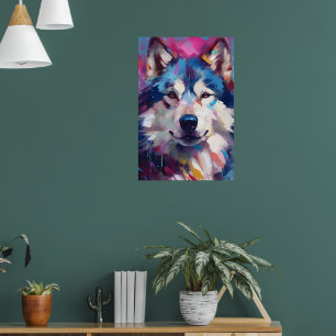 Poster Art Husky coloré
