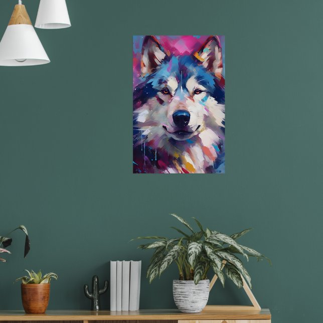 Poster Art Husky coloré (Salon 1)