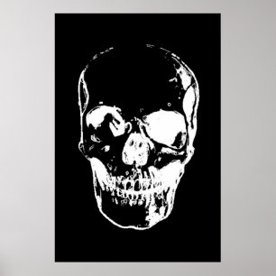 Poster Art Imaginaire crâne noir et blanc