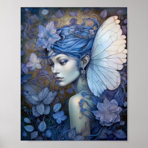 Poster Art Imaginaire Fairy Bleu
