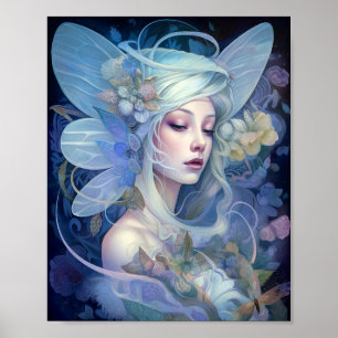 Poster Art Imaginaire Fairy Bleu