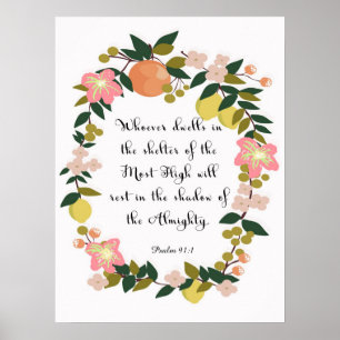 Poster Art inspiré chrétien - 91:1 de psaume