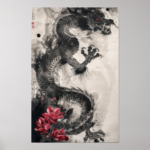 Poster Art japonais Imprimer : Agon et fleurs traditionne