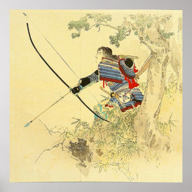 Poster Art Japonais - Un Samouraï Avec Arc À Longbow Et F (Devant)
